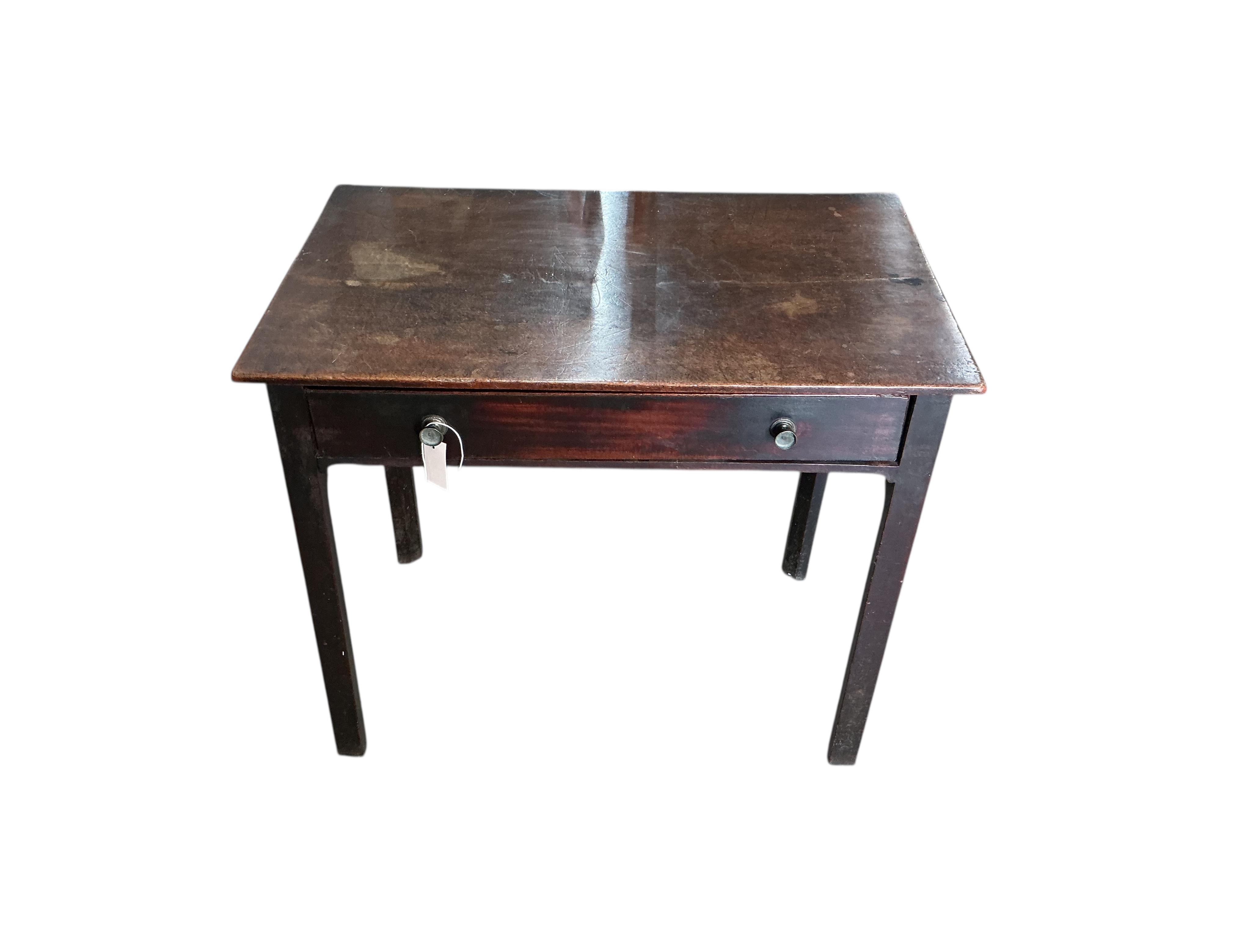 A George III rectangular mahogany side table, width 83cm, depth 51cm, height 71cm